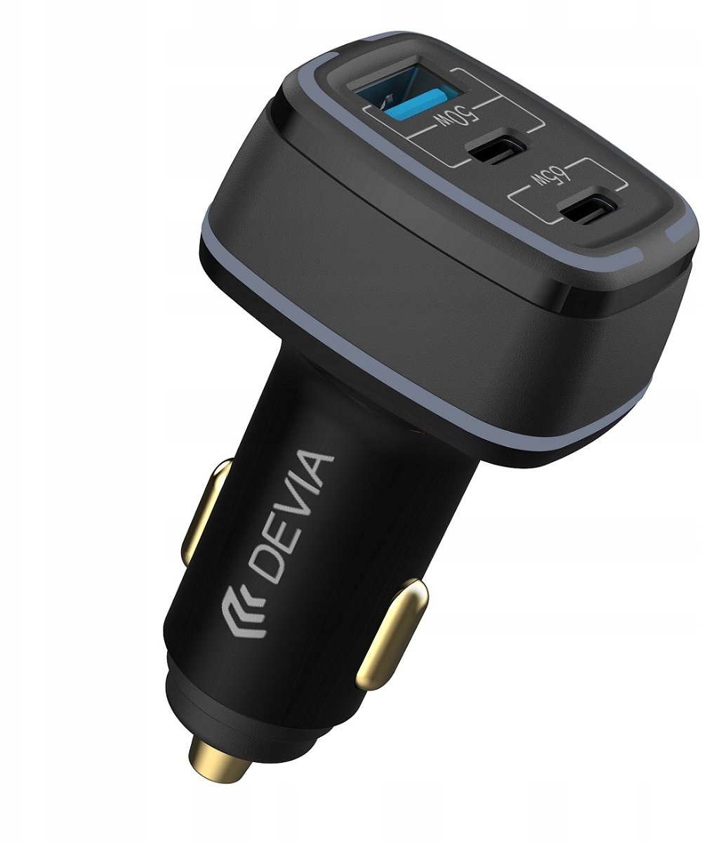 Devia ładowarka samochodowa Extreme 115W 2x USB-C 1x USB czarna