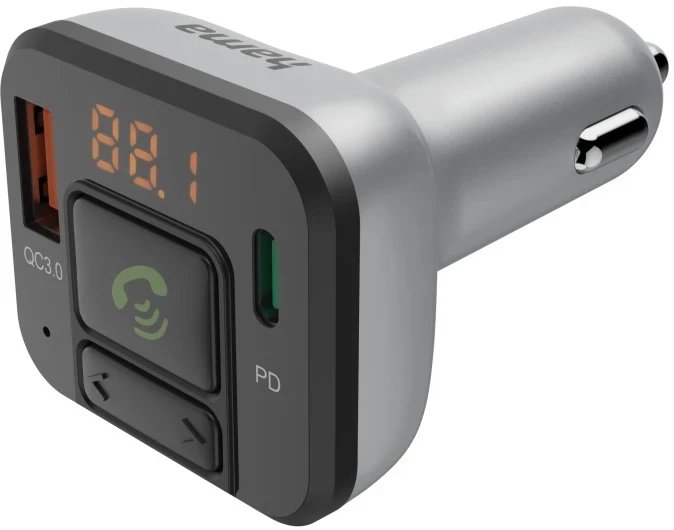 Transmiter FM Hama TRANSMITER FM Z BLUETOOTH, FUNKCJĄ ZESTAWU GŁOŚNOMÓWIĄCEGO I ŁADOWARKĄ USB-A, USB...