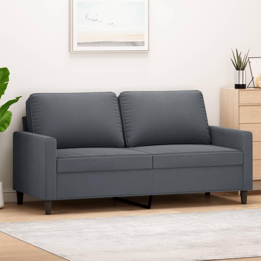 Zdjęcia - Sofa VidaXL  2-osobowa, ciemnoszary, 140 cm, tapicerowana aksamitem 