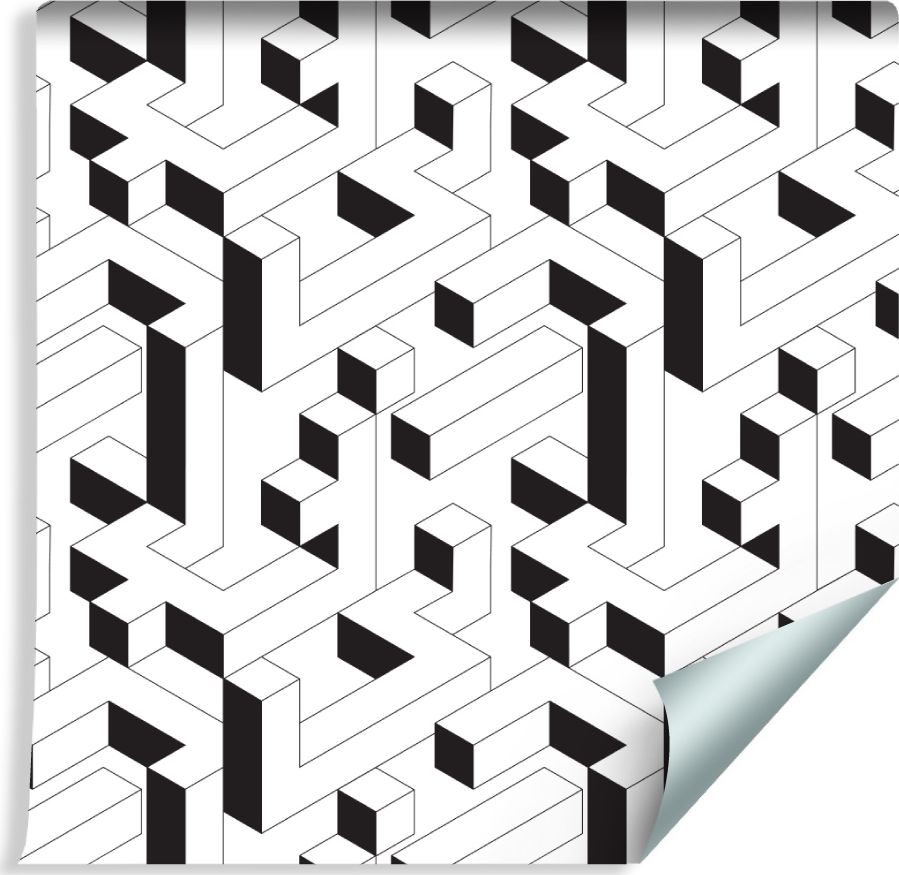 Muralo Tapeta Czarno - Biały Wzór Geometryczny