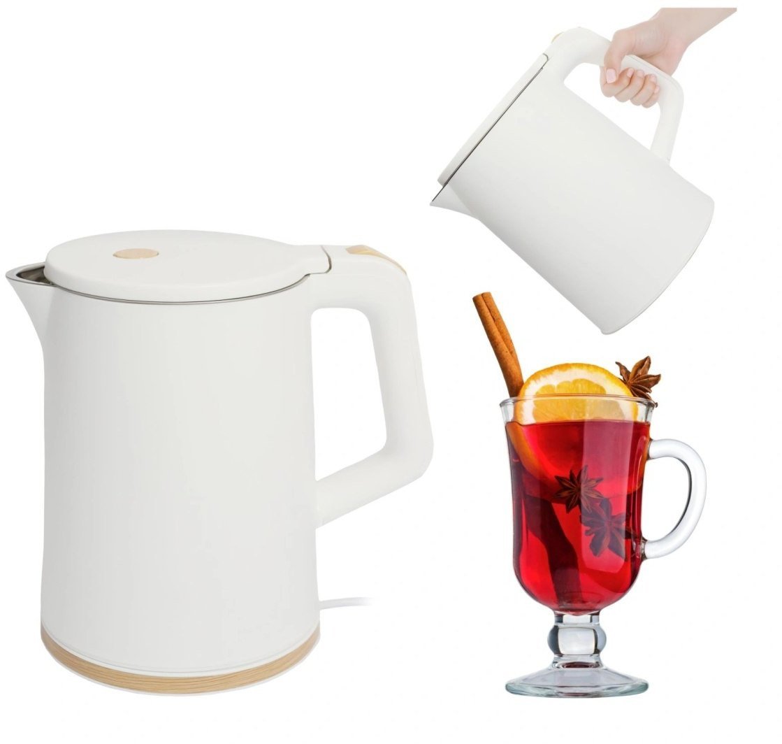 Czajnik Bauerkraft Czajnik elektryczny bezprzewodowy turystyczny 1500 W 1.2 l obrotowy biały