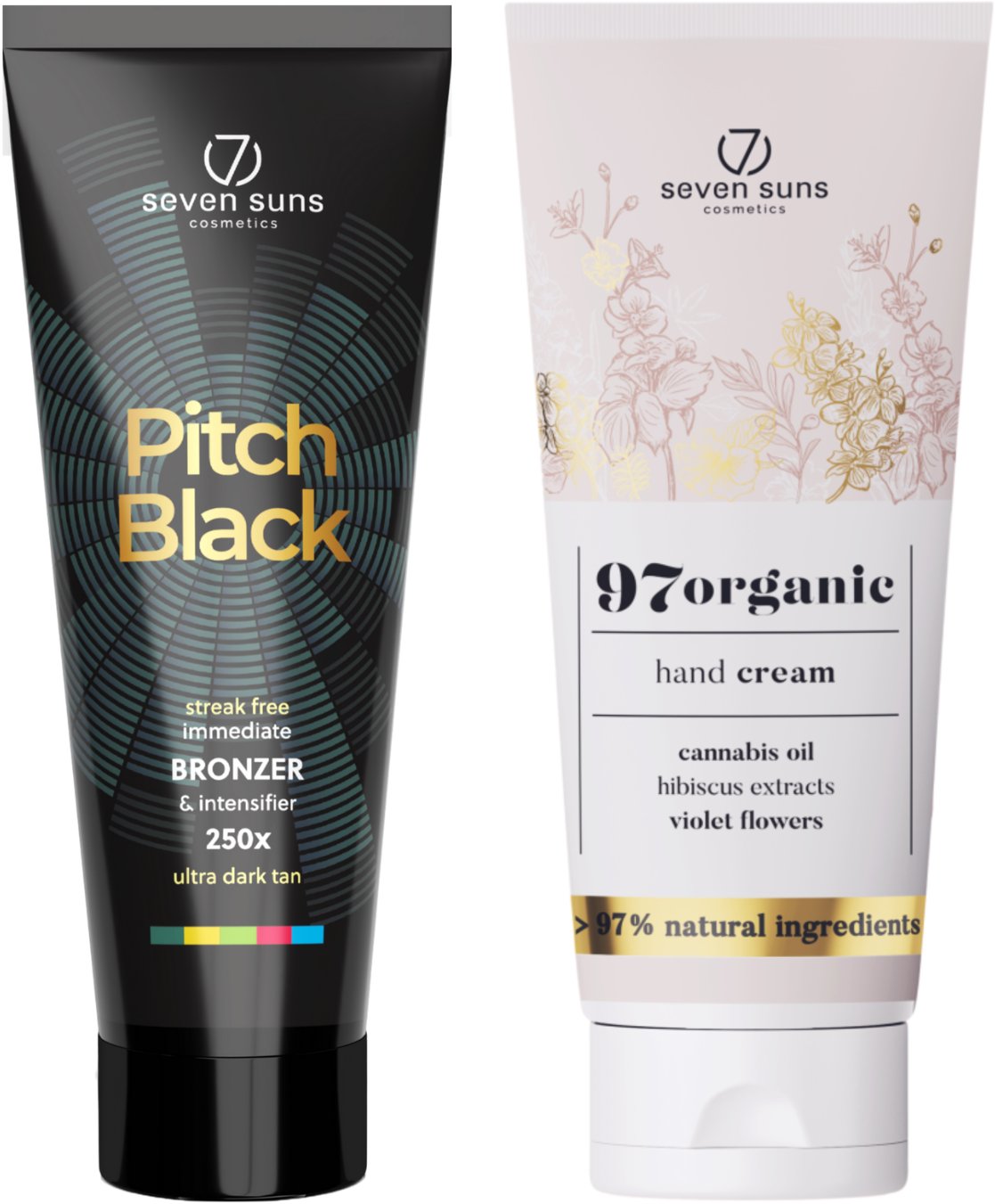 7suns Pitch Black Ultra Ciemny Bronzer 250ml + Krem Do Rąk 75ml Gratis