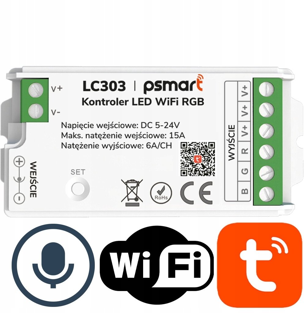 Tuya Sterownik Kontroler do Taśmy LED RGB 5-24V 15A WIFI Seria PX PSMART