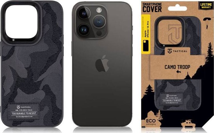 Tactical Camo Troop Cover for Apple iPhone 14 Pro Black standard