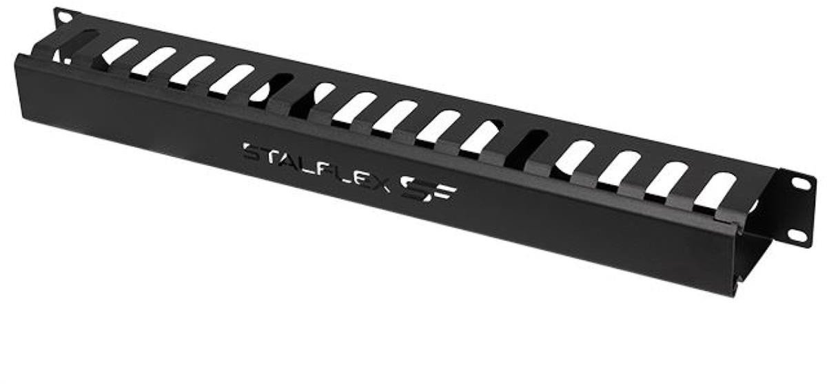 Organizator kabli RACK 19 1U grzebieniowy zamykany metalowy czarny z przesputami