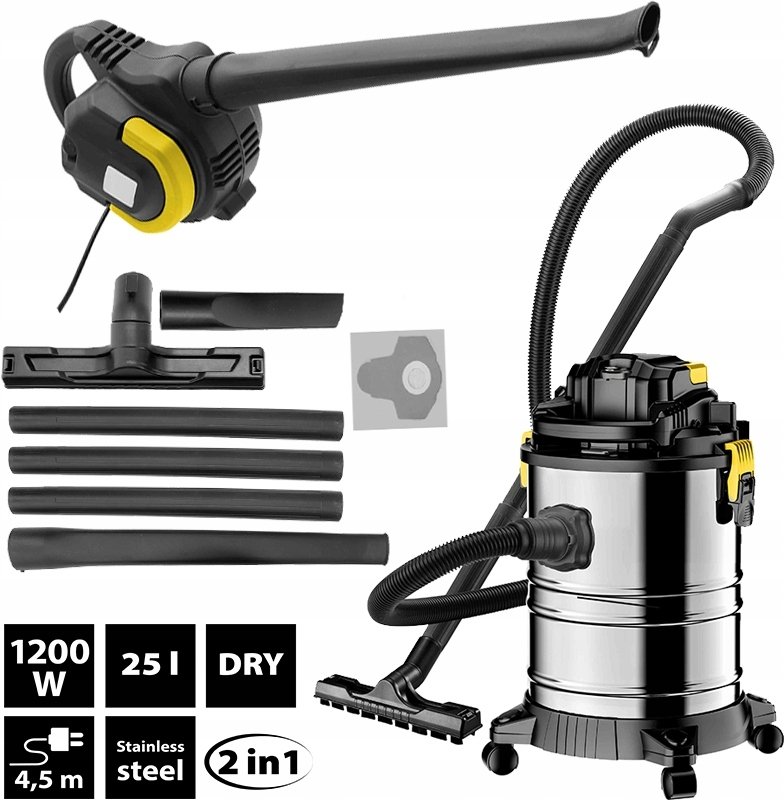 Odkurzacz przemysłowy Drel DREL Odkurzacz Garażowy 1200W 25L Sucho Mokro Funkcja Nadmuchu Pył