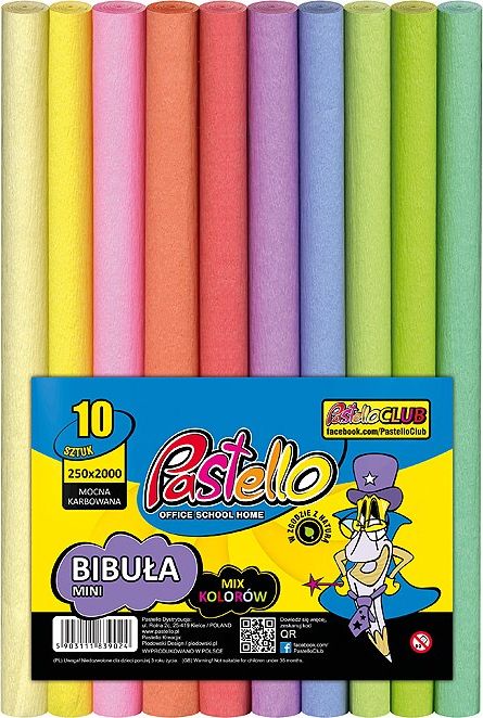 Pastello Bibuła PASTELOWA MINI 25x200 cm mix 10 kolorów PAS-3382