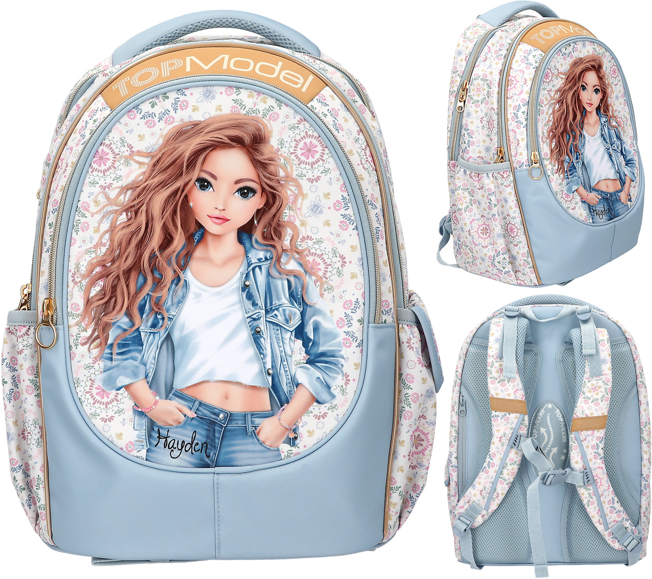 Top Model Topmodel - School Backpack Festival Fun - Cream Gold Light Blue (4010070724504)