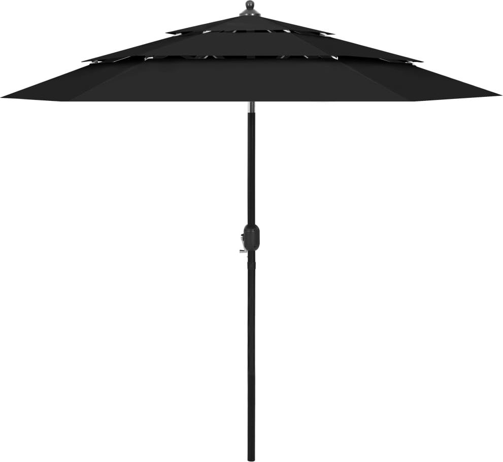 Фото - Парасолька VidaXL 3-poziomowy parasol na aluminiowym słupku, czarny, 2,5 m 