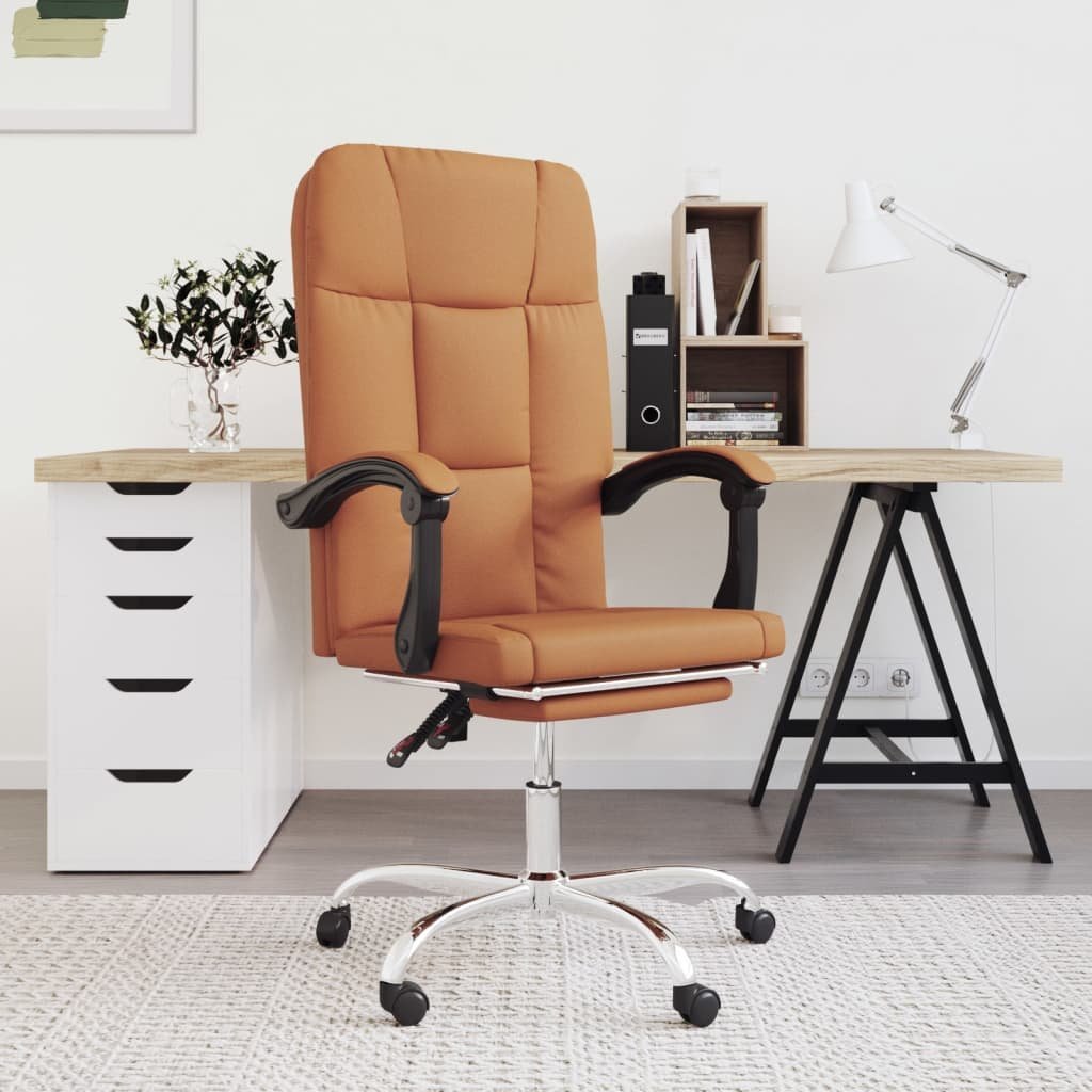 Фото - Комп'ютерне крісло VidaXL Krzesło biurowe   Rozkładany fotel biurowy, brązowy, sztuczna 