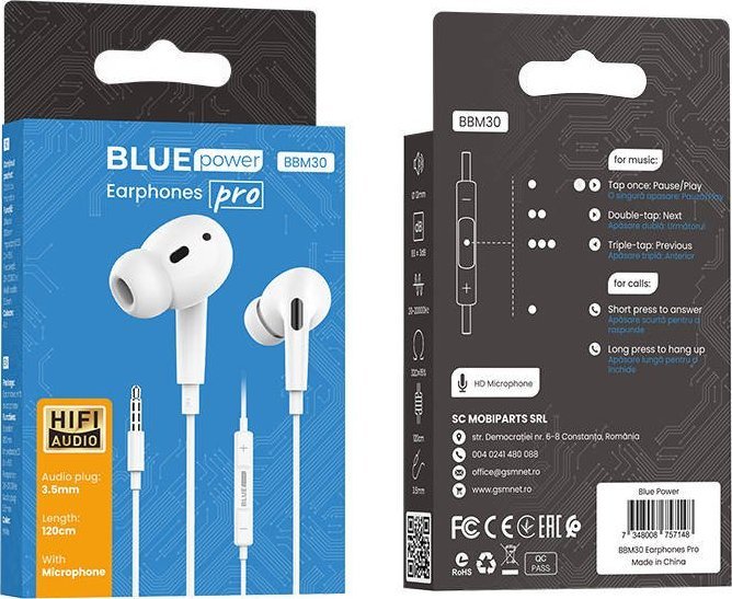 Фото - Навушники Słuchawki Blue Power BLUE POWER SŁUCHAWKI DOUSZNE Z MIKROFONEM BBM30 PRO 3