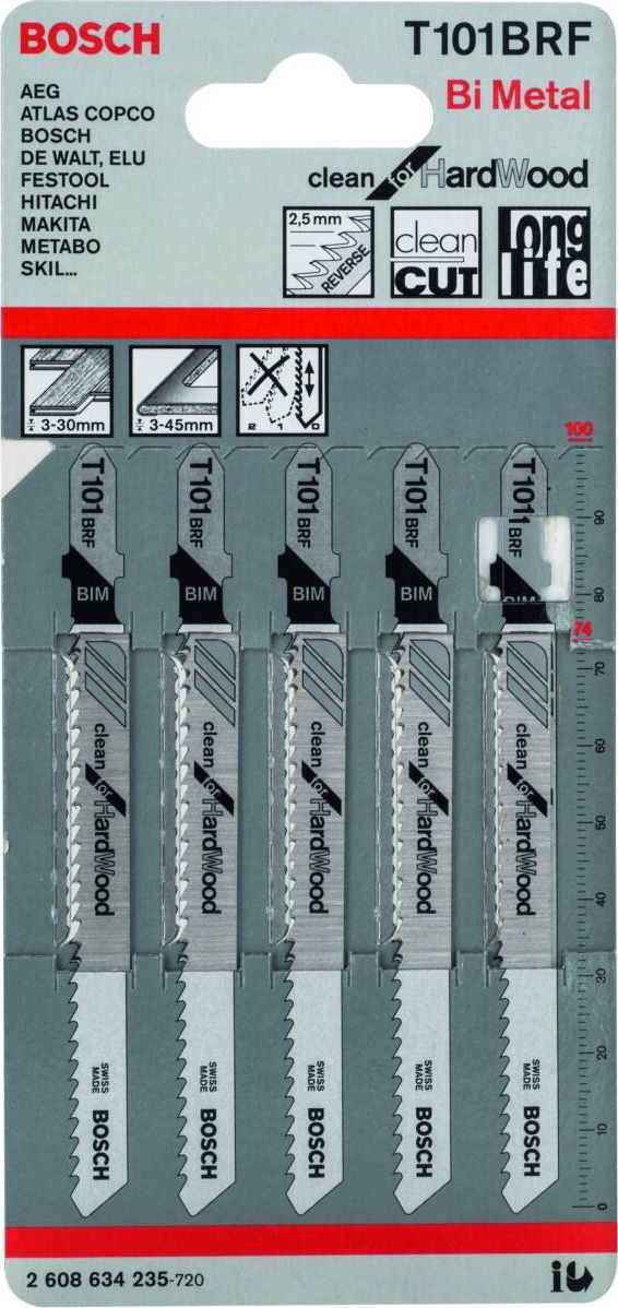 Bosch Brzeszczot do wyżynarek Clean for Hard Wood 100mm T 101BRF 5szt. (2.608.634.235)