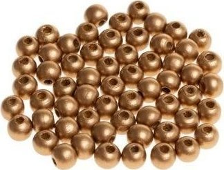 BREWIS Koraliki drewniane do nawlekania złote 10mm 60szt