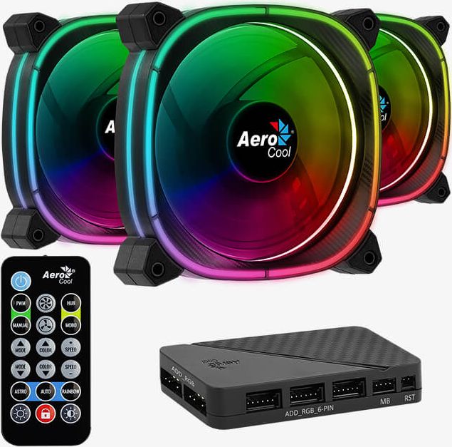 Wentylator Aerocool Astro 12 Pro 3-pack + HUB + Pilot (ACF3-AT10217.02)