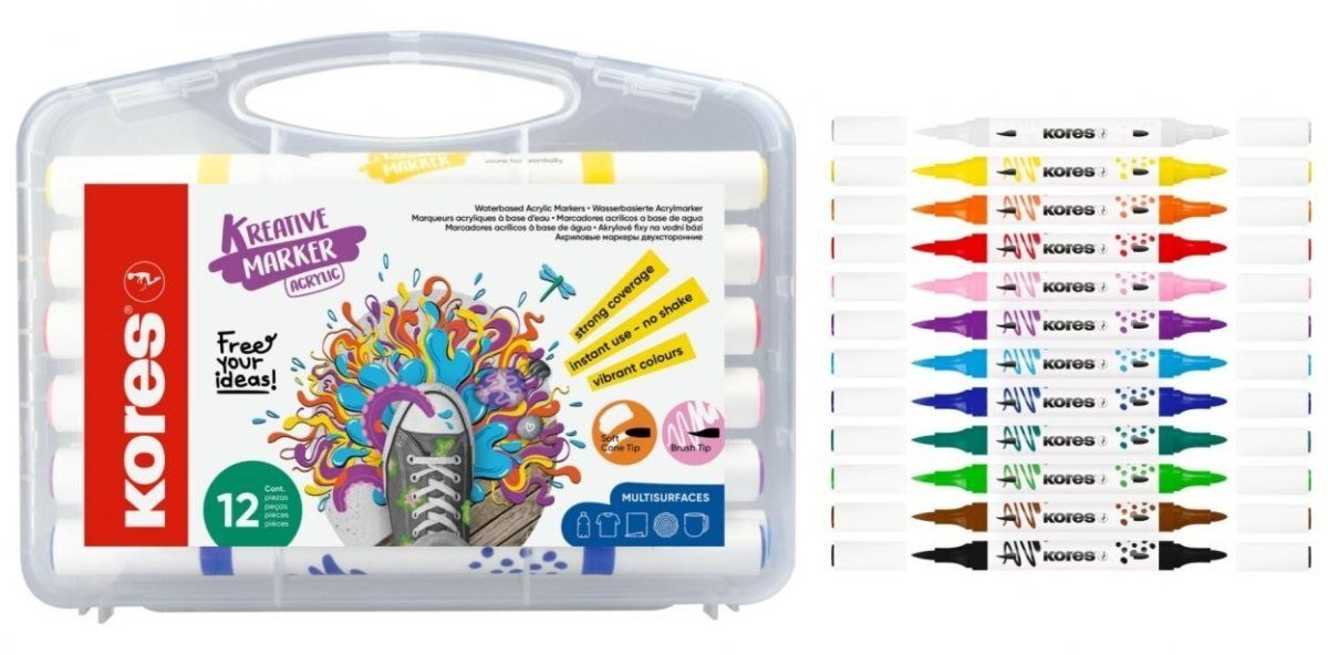 Tombow Markery akrylowe Kreative dwustronne 12szt