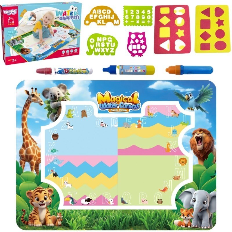 Woopie MATA WODNA DO MALOWANIA SAFARI LITERKI CYFERKI EDUKACYJNA DLA DZIECI