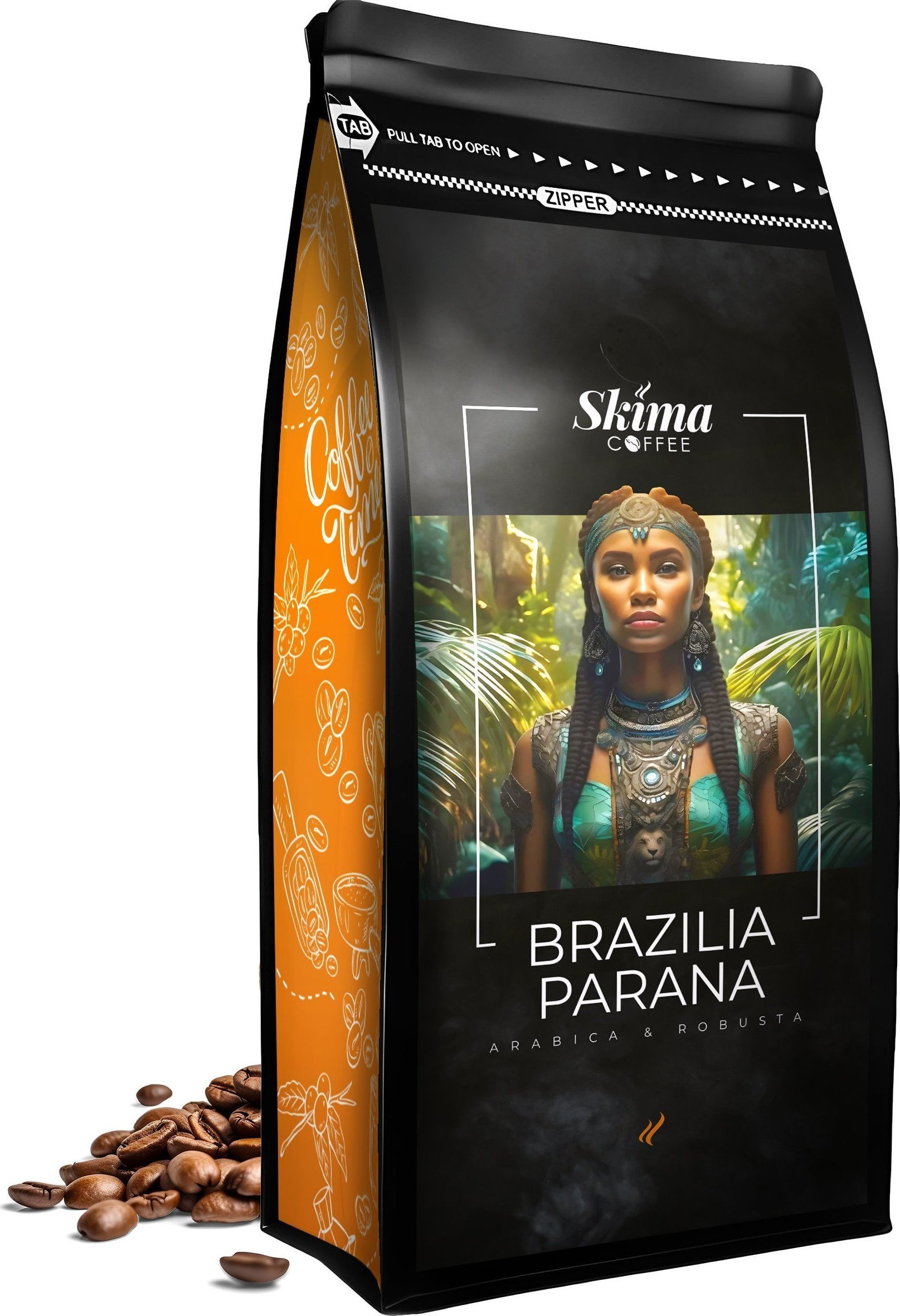 Kawa ziarnista SkimaCoffee Kawa ziarnista 1kg BRAZILIA PARANA BLEND Świeżo Palona do ekspresu