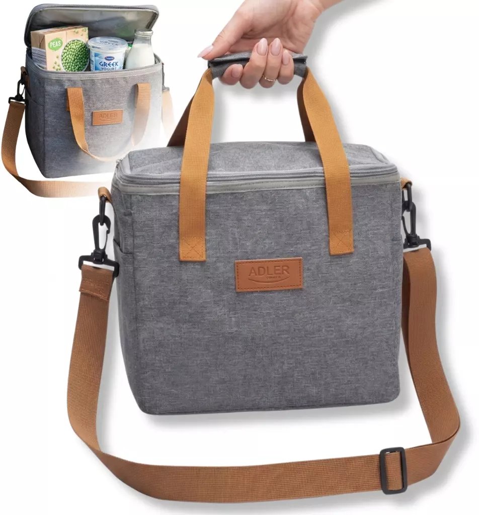 Adler Torba Termiczna 10L, Izolowana Torba Lunchowa z Pianką 5 mm, 2 Kieszenie Zewnętrzne