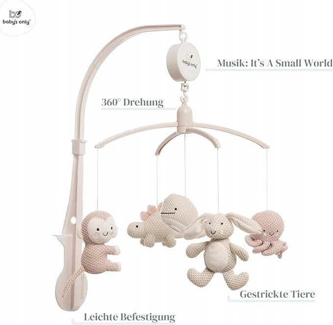 Clementoni Baby's only musical carousel animals 0+ Old pink/ Warm linen BO-815.023.061.50