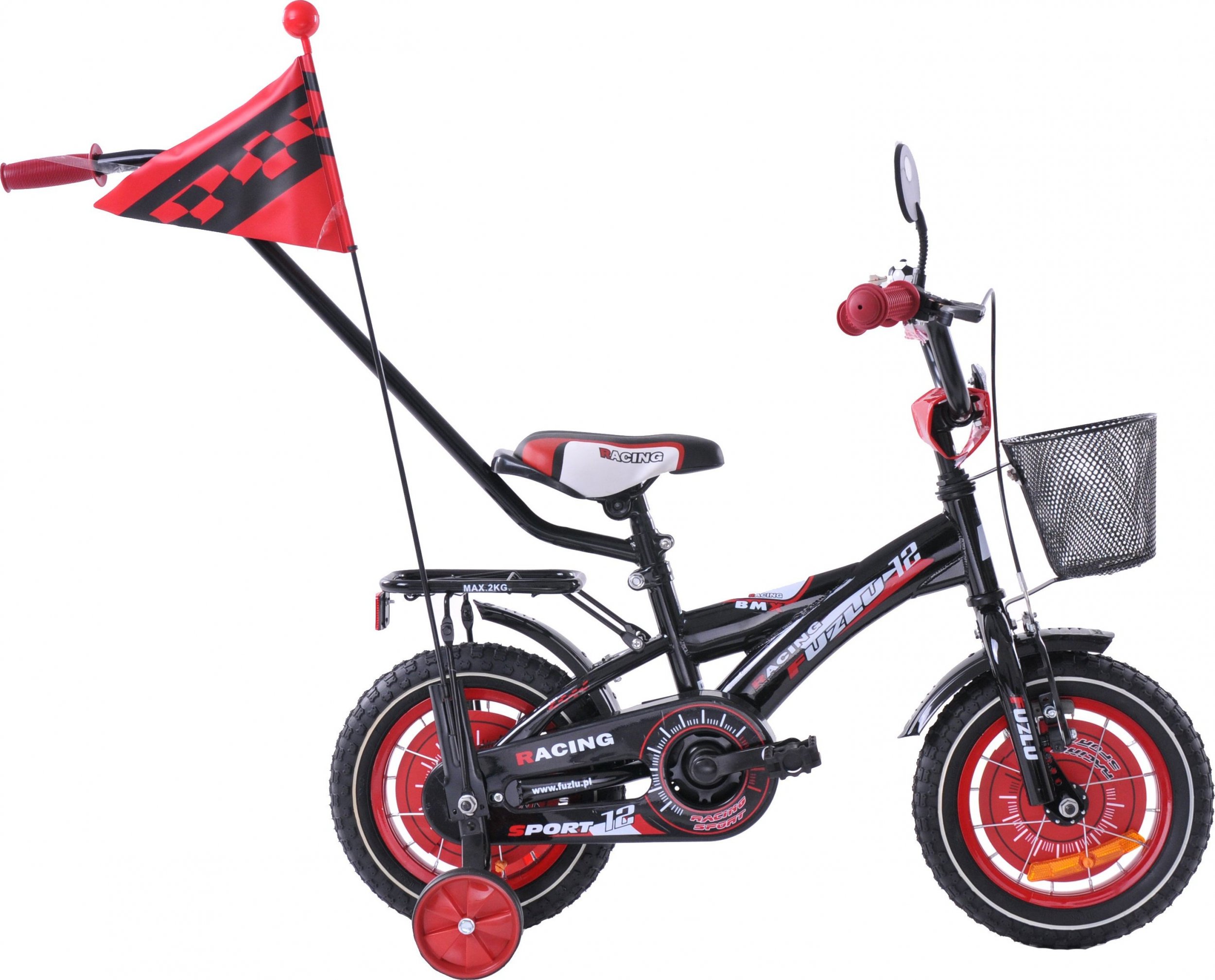 Zdjęcia - Rower dziecięcy Fuzlu  12  Racing czarno-czerwony połysk 