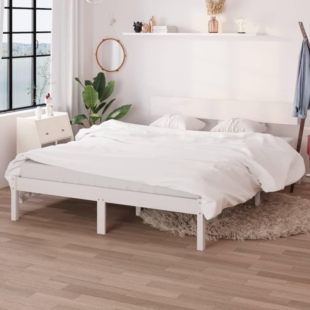 Фото - Ліжко VidaXL Rama łóżka, biała, lite drewno sosnowe, 135x190 cm, podwójna 