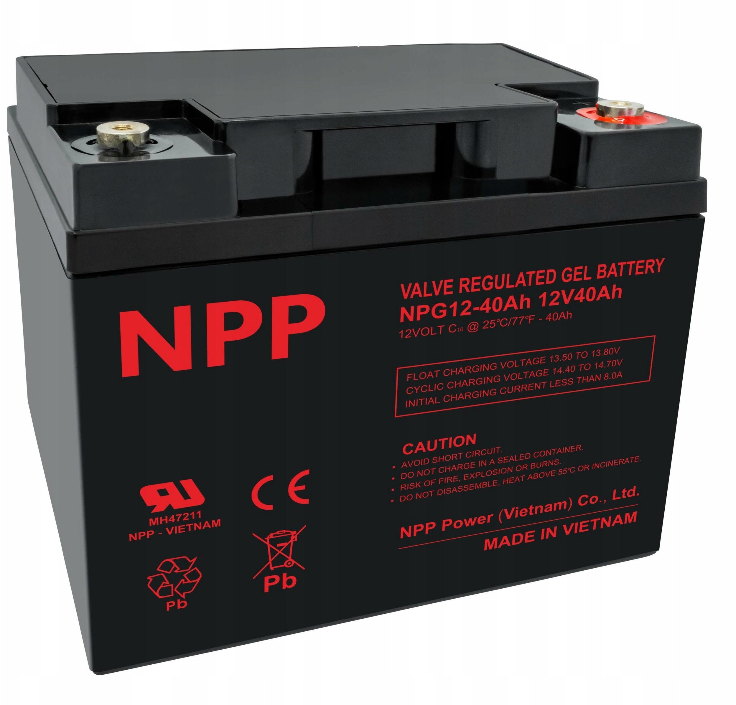 Battery 12V 40Ah Pb GEL (gel) T14(M6) NPP