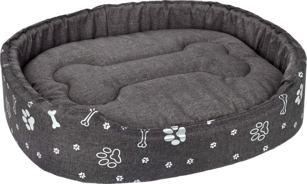 EcoHomeGarden Legowisko kojec dla psa ciemny szary srebrne kości i łapki M 58x47 wigofil
