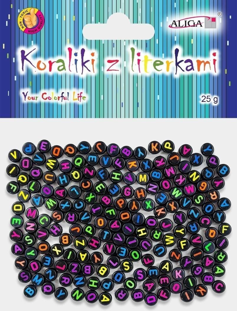 Aliga Koraliki plastikowe z literkami 7x4mm 25g