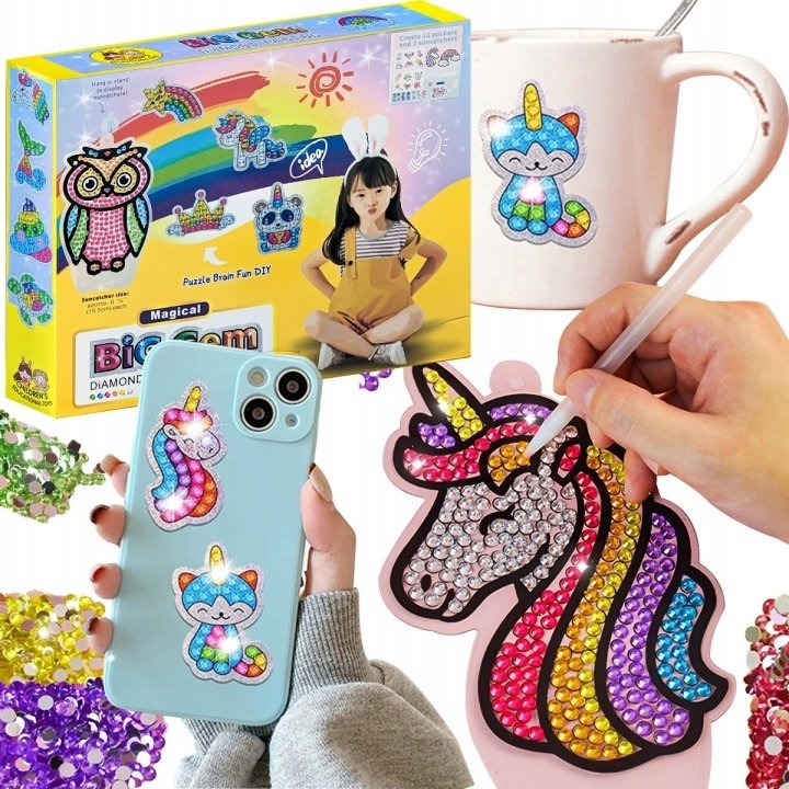 Ender HAFT DIAMENTOWY NAKLEJKI 33 ELEMENTY UNICORN JEDNOROŻEC DŁUGOPIS ZESTAW XXL