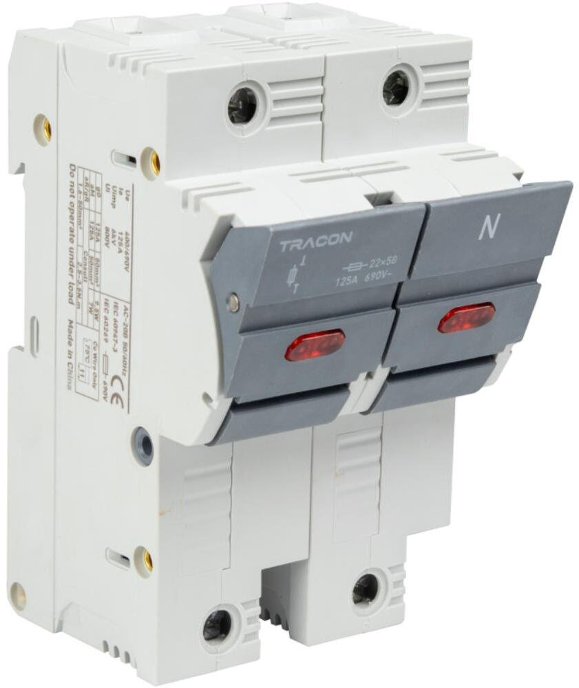 Tracon Electric Osprzęt instalacyjny Modułowa podstawa bezpieczników cylindrycznych 100A 1P+N 22x58