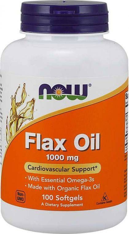 NOW Foods - Olej Lniany, 1000mg, 100 kapsułek miękkich