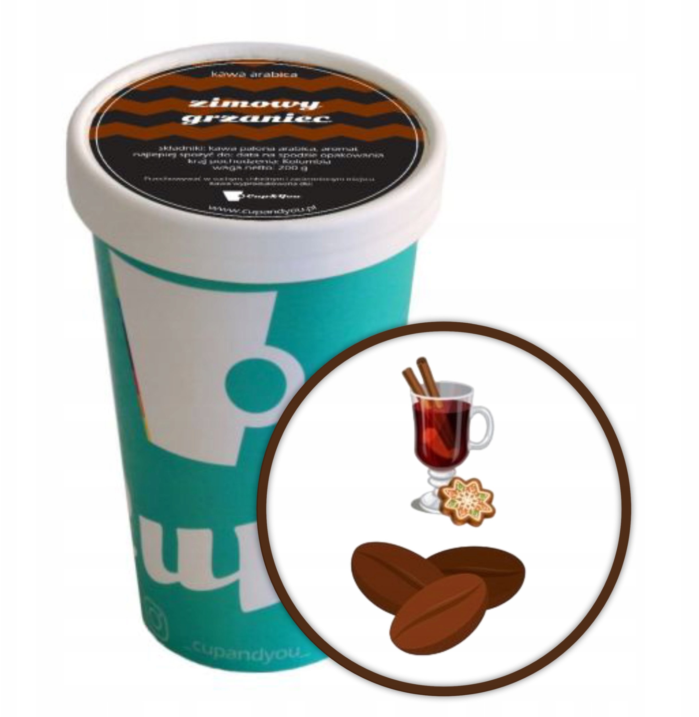 Kawa ziarnista Cup&You Kawa aromatyzowana o smaku ZIMOWY GRZANIEC ziarnista ARABICA 200g premium - kawa smakowa deserowa