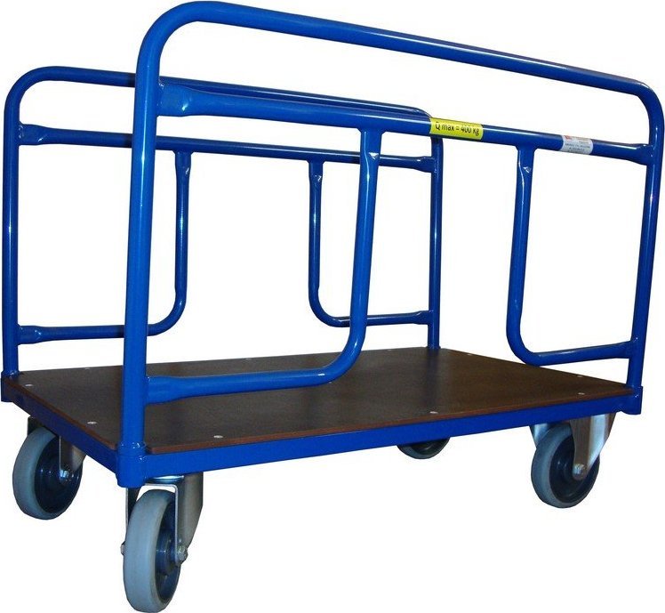 WiZ Wózek platformowy dwuburtowy z poręczami na dłuższym boku. Wym. 1000x600mm (Ładowność: 300kg)