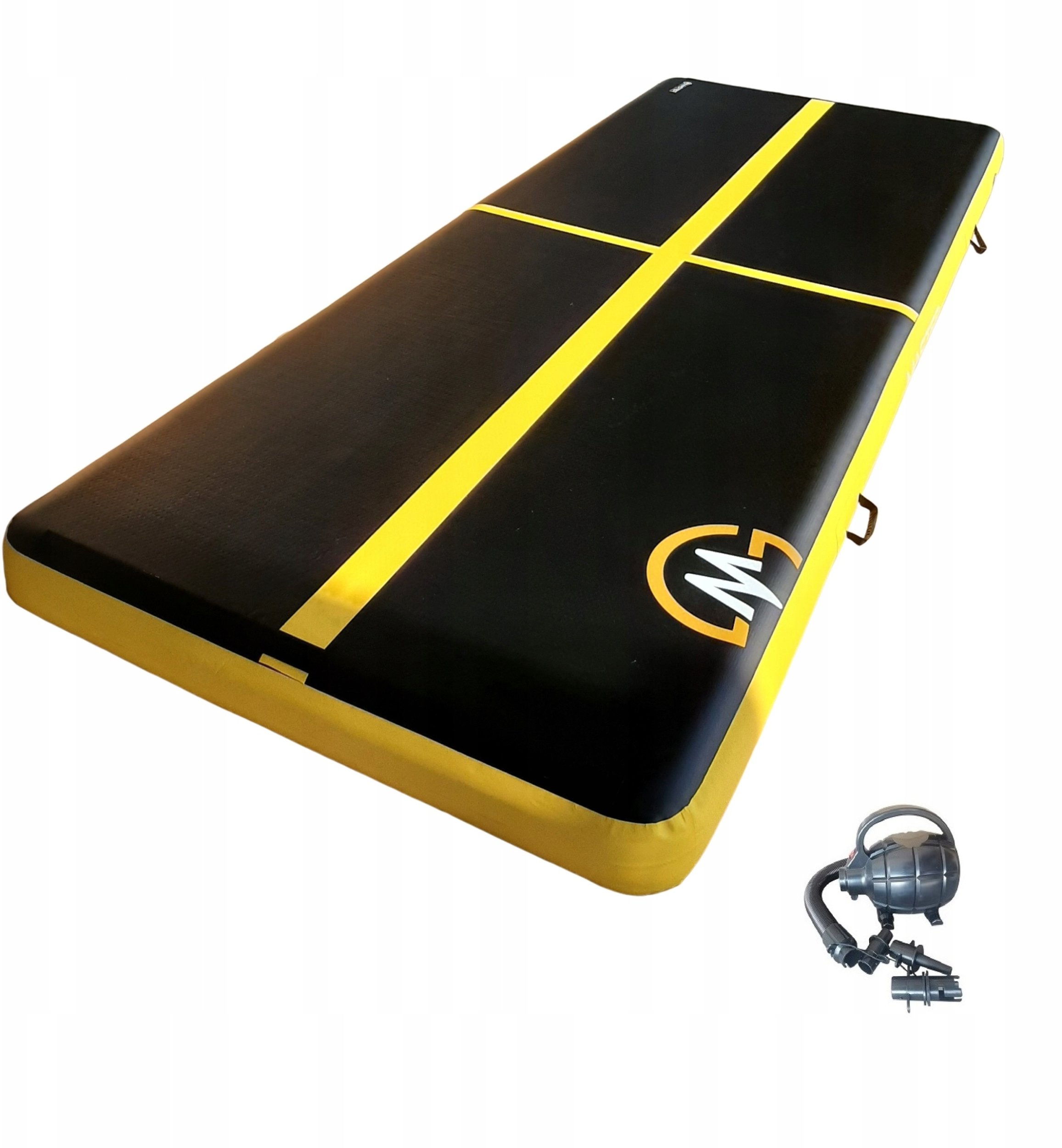 Master Ścieżka Gimnastyczna Airtrack Pompowana 400x150x20cm Mata (MAS-B869-black-yellow)