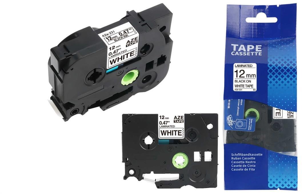 ENERGOTYTAN Taśma do drukarki BROTHER TZ-231 / 12mm 8m / Biała taśma TZe-231