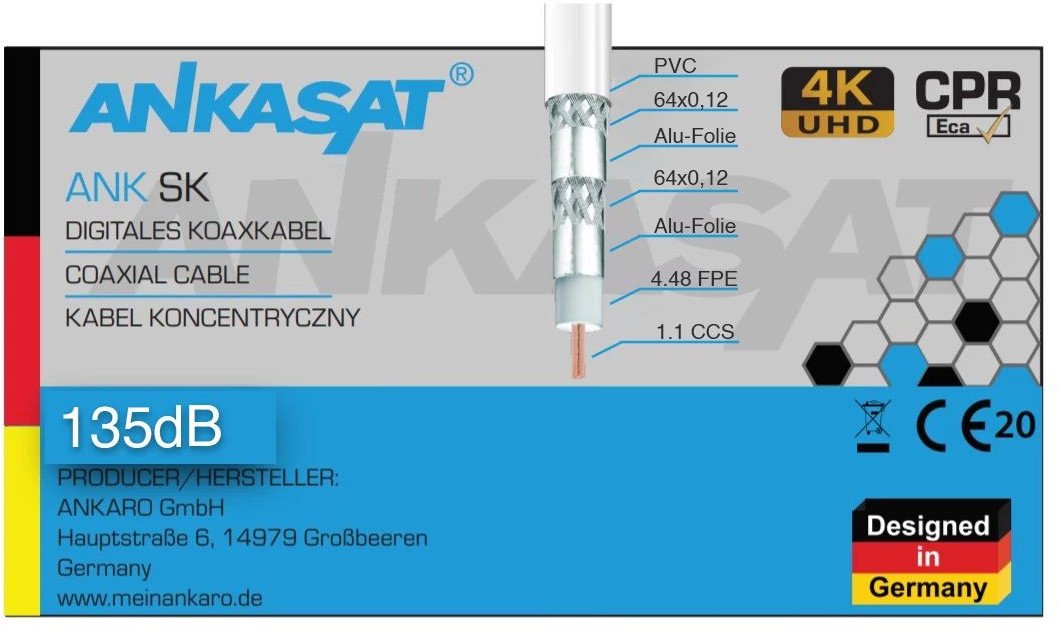 Kabel Ankasat Antenowy (F) 1.5m biały (ANK SK 135)