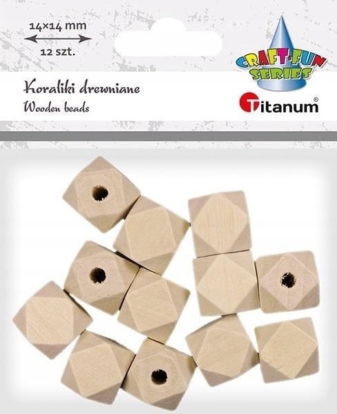 Titanum Koraliki drewniane kostki ścięte 12szt
