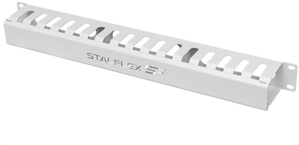 Organizator kabli RACK 19 cali 1U metalowy zamykany grzebieniowy szary