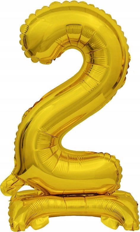 AMSCAN Balon foliowy mini cyfra 2 ze stopką złoty 22x40cm 9910070