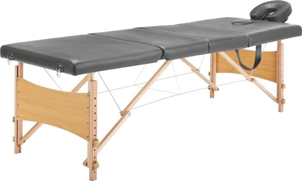 Фото - Масажний стіл VidaXL Stół do masażu z 4 strefami, drewniana rama, antracyt, 186x68cm 