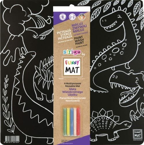 Strigo KOLOROWANKA FUNNY MAT BLACK 40x40 Dinozaury