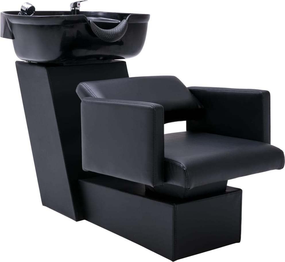 Фото - Масажне крісло VidaXL Myjnia fryzjerska, fotel z umywalką, czarna, 129x59x82 cm 