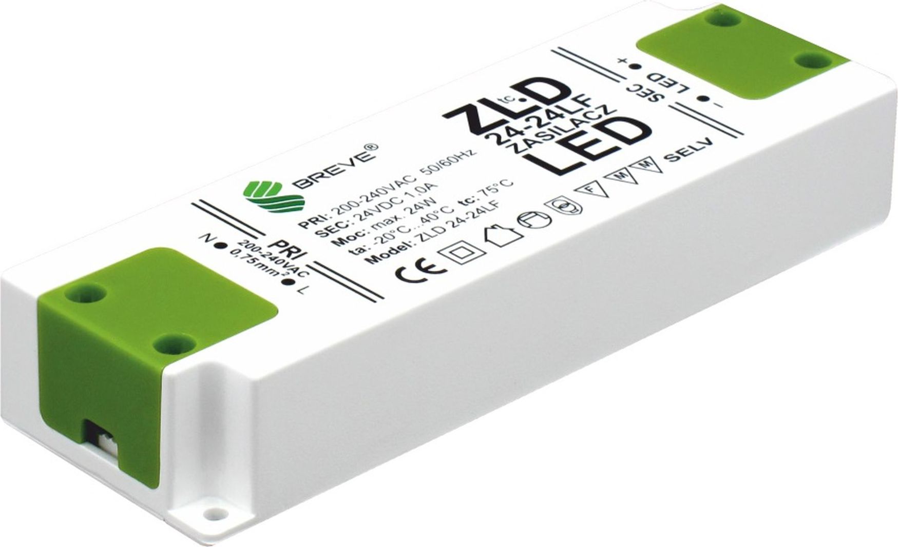 BREVE Zasilacz LED 24V DC 24W ZLD 24-24LF 1,0A (19724-9016)