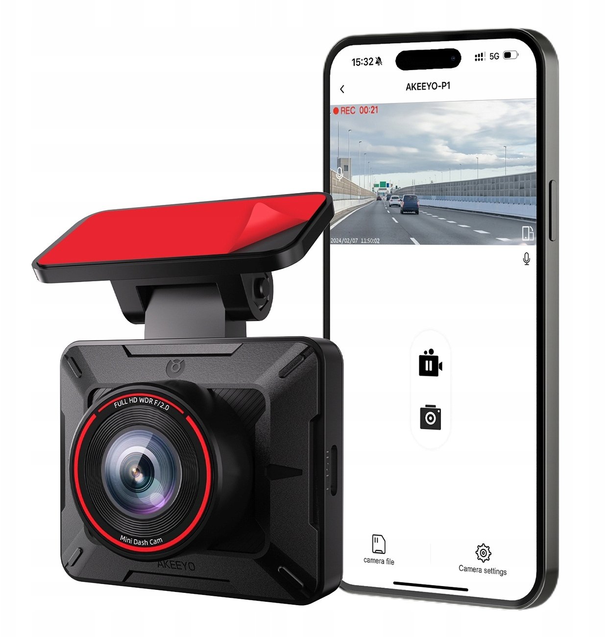 Wideorejestrator Dod Tech Kamera samochodowa AKEEYO P1 wideorejestrator FullHD 30fps - czarna