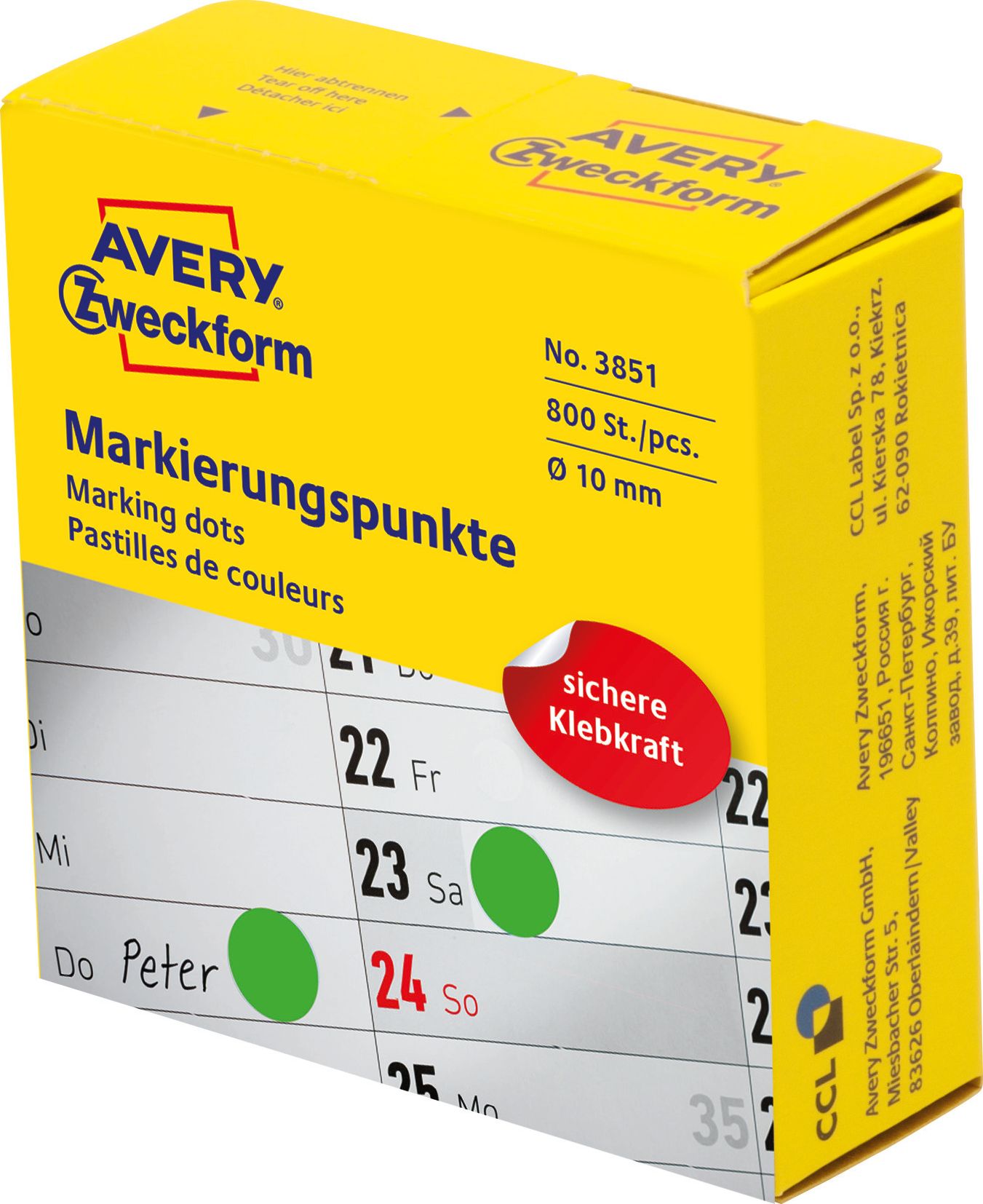 Avery Zweckform Kółka do zaznaczania w dyspenserze , 800 szt./rolka, O10 mm, zielone, ZIELONY