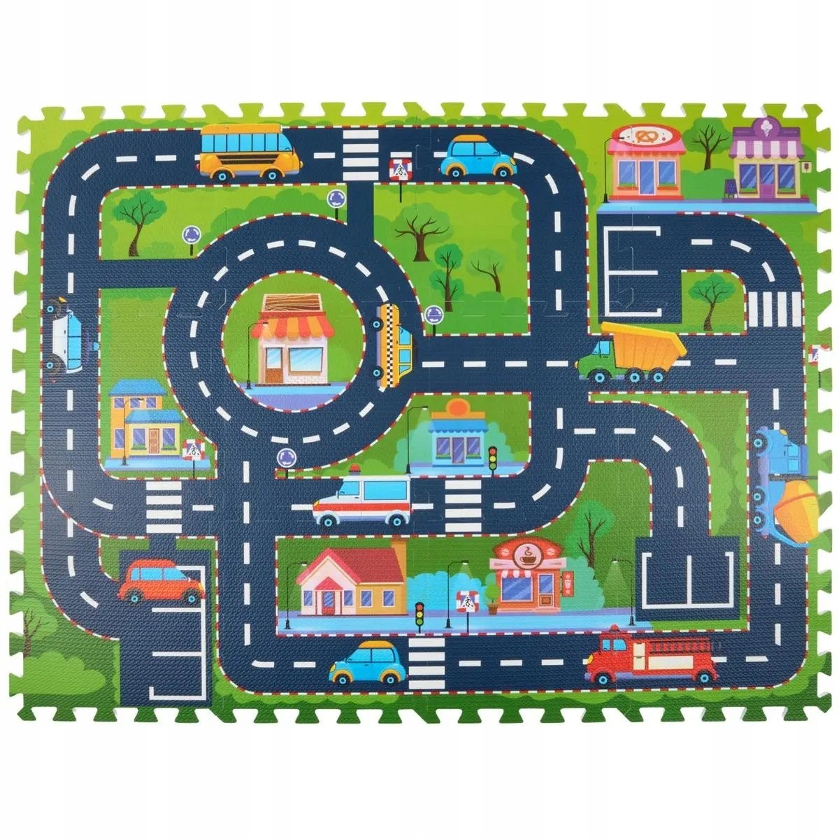 Eddy Toys Mata Puzzle Piankowe do zabawy EVA 30x30cm Miasto 12 elementów