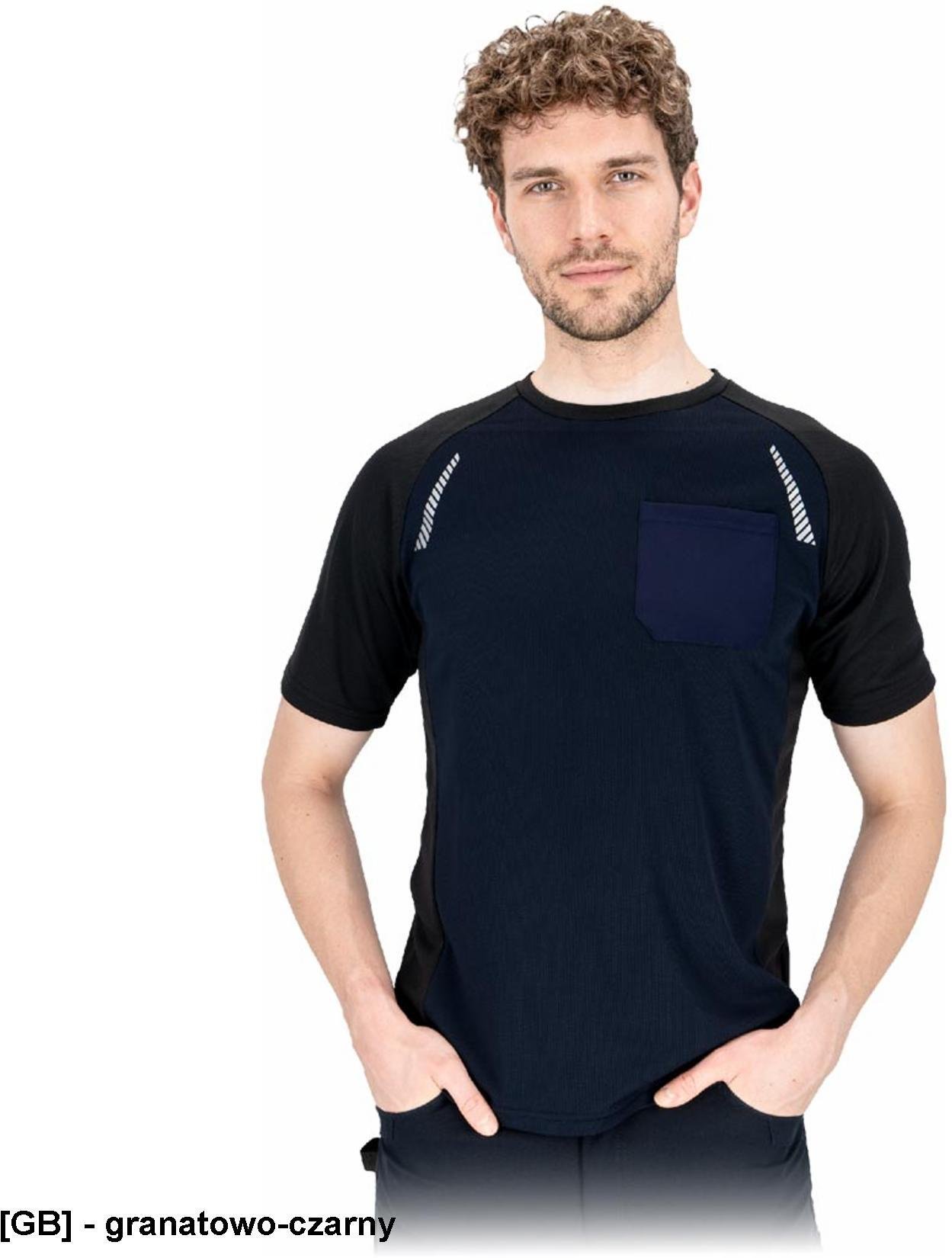 Reis T-shirt męski krótki rękaw siateczka super wentylacja elementy odblaskowe kieszonka nadruki spo...