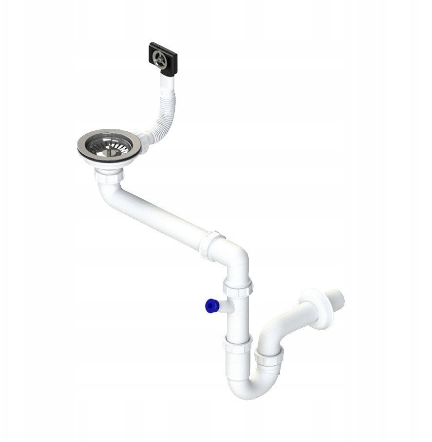 Instadrain syfon zlewozmywakowy fi 90 mm rurowy, 1-komora, oszczędzający miejsce, z wyjściem do pralki/zmywarki 2656