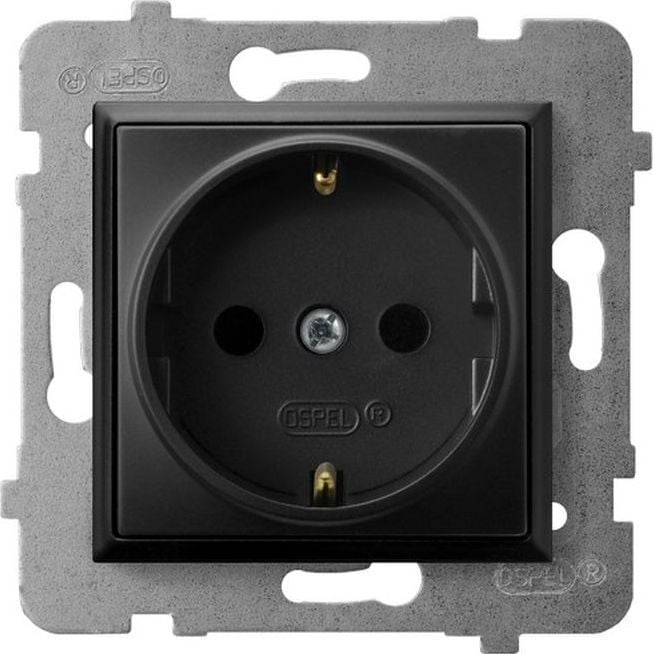 Ospel ARIA Gniazdo pojedyncze z/u czarny metalik GP-1US/m/33