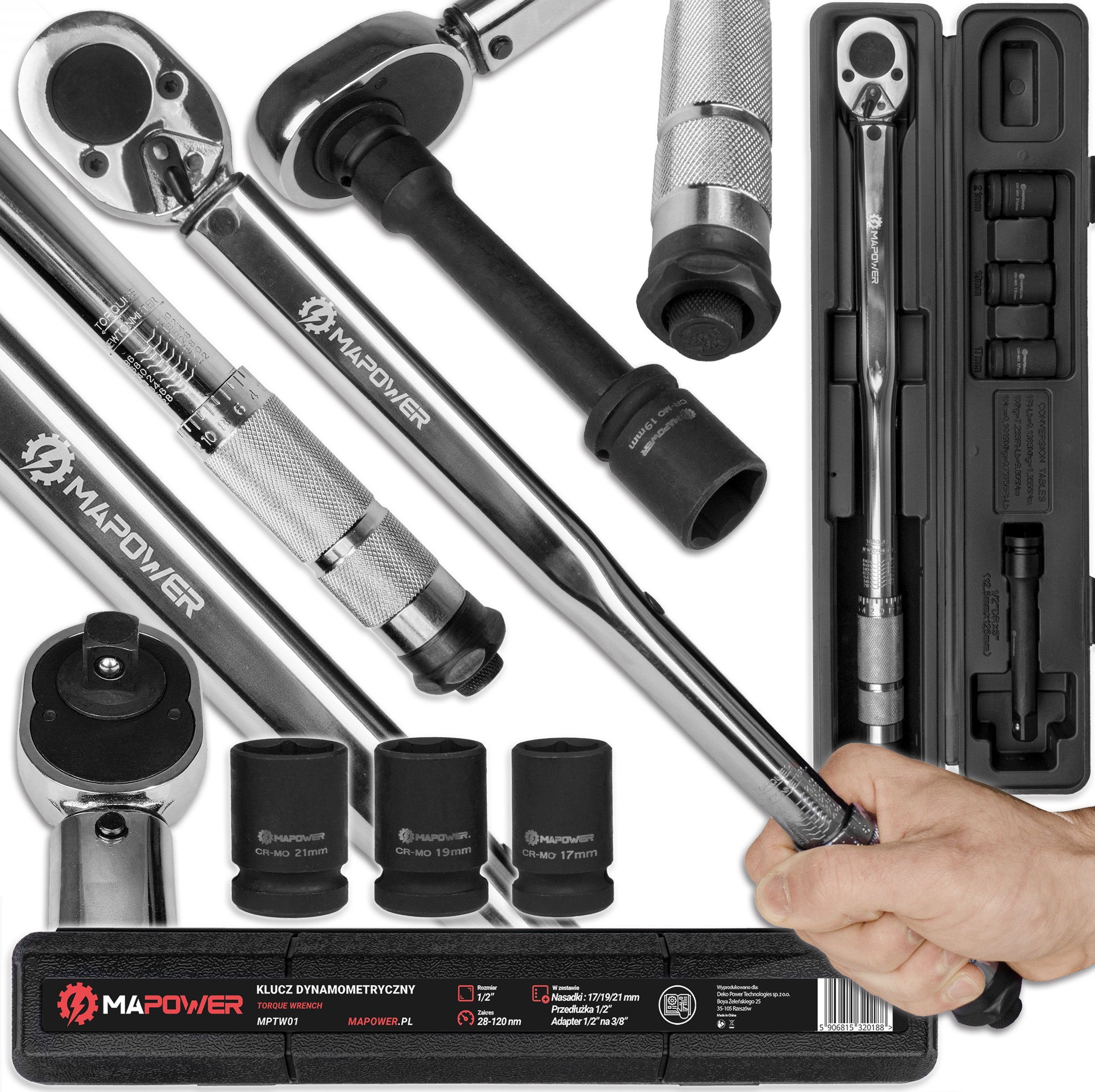 MaPower MAPOWER MPTW01 Klucz dynamometryczny 1/2" 28-210 Nm